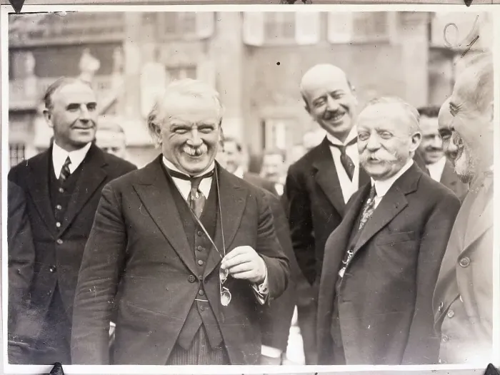 Framed Print : Lloyd George with Genoa Conference Group Outside Framed Print : Lloyd George with Genoa Conference Group Outside