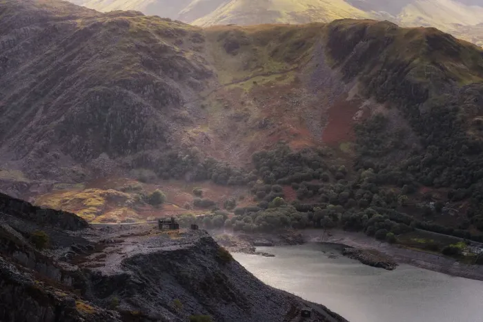 Framed Print : Llyn Peris and Snodonia Mountains from Dinorwic Framed Print : Llyn Peris and Snodonia Mountains from Dinorwic