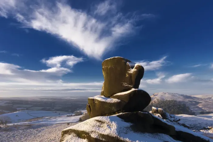 Framed Print : Loaf and Cheese rock in the snow on Ramshaw Rocks. located between Buxton and Leek in the Peak District Framed Print : Loaf and Cheese rock in the snow on Ramshaw Rocks. located between Buxton and Leek in the Peak District