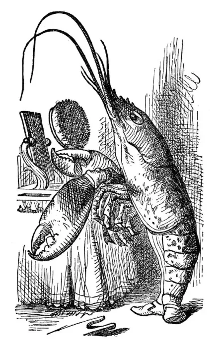 Framed Print : Lobster in front of the mirror - Alice in Wonderland 1897 Framed Print : Lobster in front of the mirror - Alice in Wonderland 1897