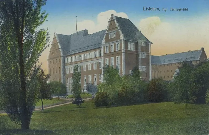 Framed Print : Local court in Eisleben, county Mansfeld-Suedharz, Saxony-Anhalt, Germany, view around ca 1910, digital reproduction of a historical postcard, from that time, exact date unknown