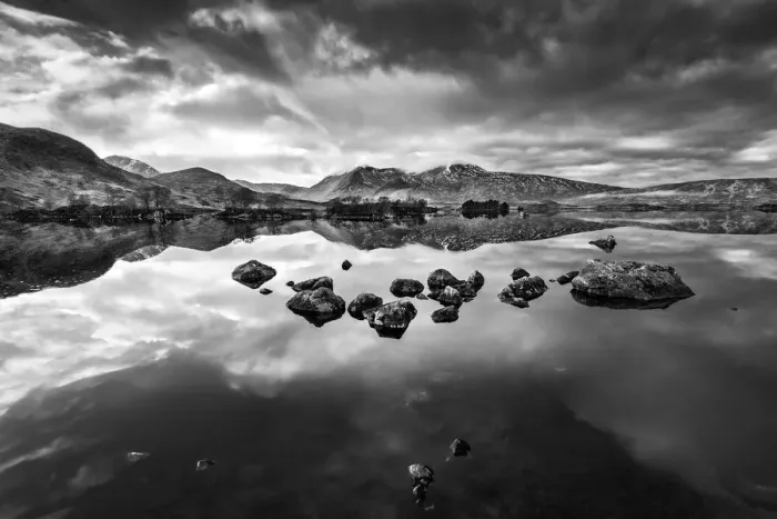 Framed Print : Loch na h-Achlaise #1 in BW Framed Print : Loch na h-Achlaise #1 in BW