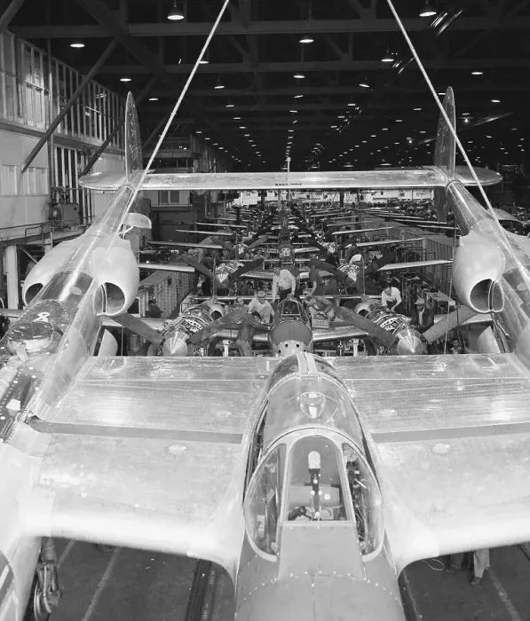 Framed Print : Lockheed P-38 Lightning Fighter Aircraft on Assembly Line Framed Print : Lockheed P-38 Lightning Fighter Aircraft on Assembly Line