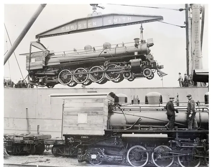 Framed Print : Locomotive Being Shipped To Chile Framed Print : Locomotive Being Shipped To Chile