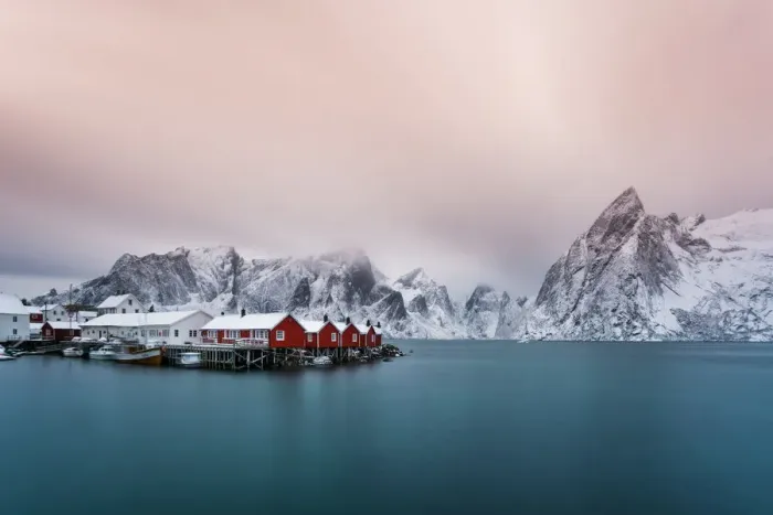 Framed Print : Lofoten Fishing Village, Norway Framed Print : Lofoten Fishing Village, Norway