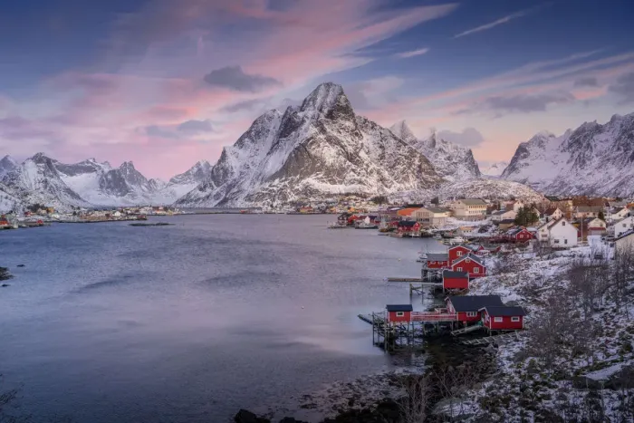 Framed Print : Lofoten Islands landscape in Norway over polar circle. Seasonal winter snowy landscape of Framed Print : Lofoten Islands landscape in Norway over polar circle. Seasonal winter snowy landscape of
