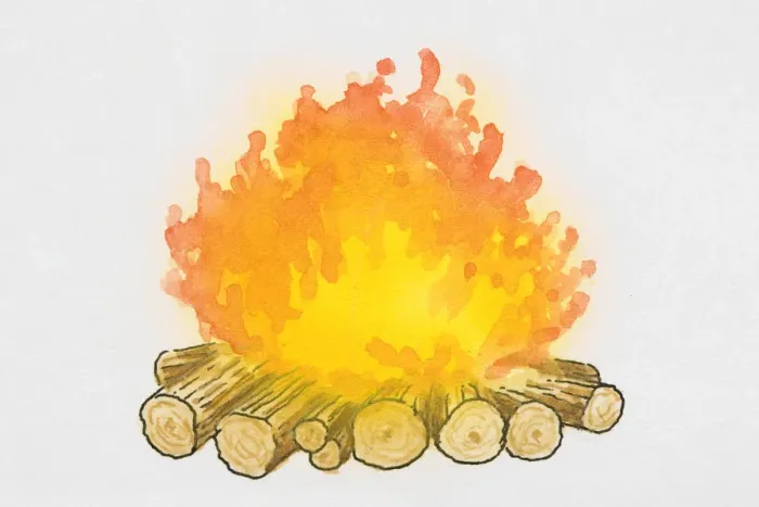 Framed Print : Log fire Framed Print : Log fire