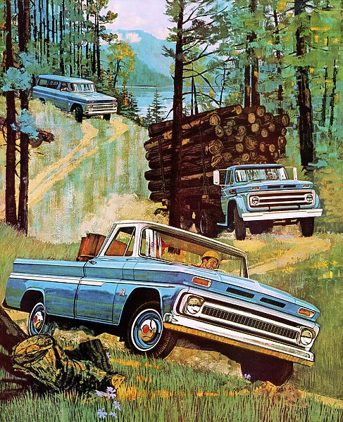 Three Logging Trucks