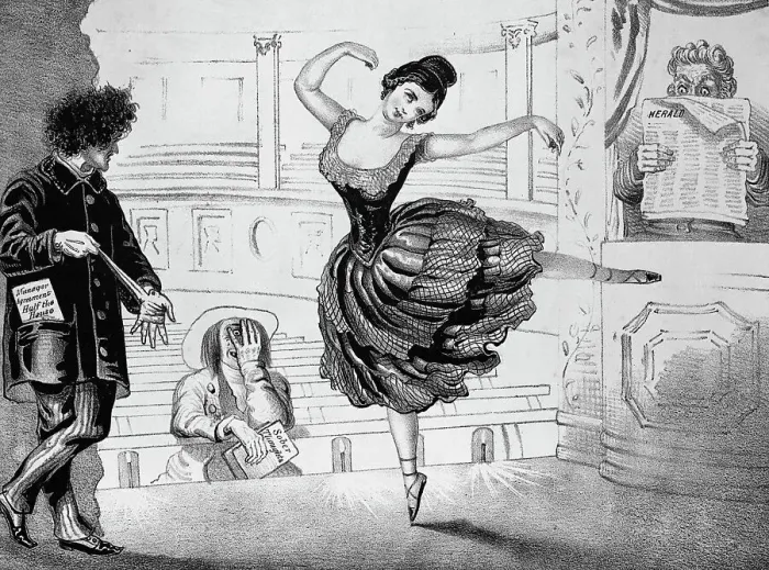 Framed Print : Lola Montez; Cartoon About Her Dancing