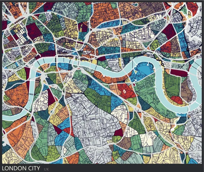 Framed Print : London city art map Framed Print : London city art map