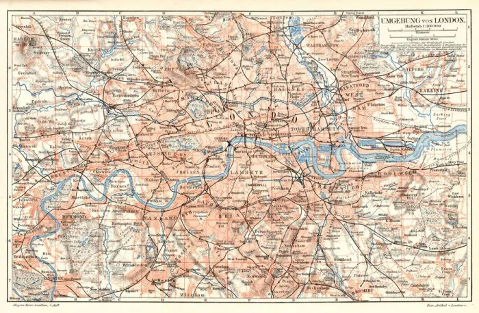 Framed Print : London City map 1895 Framed Print : London City map 1895