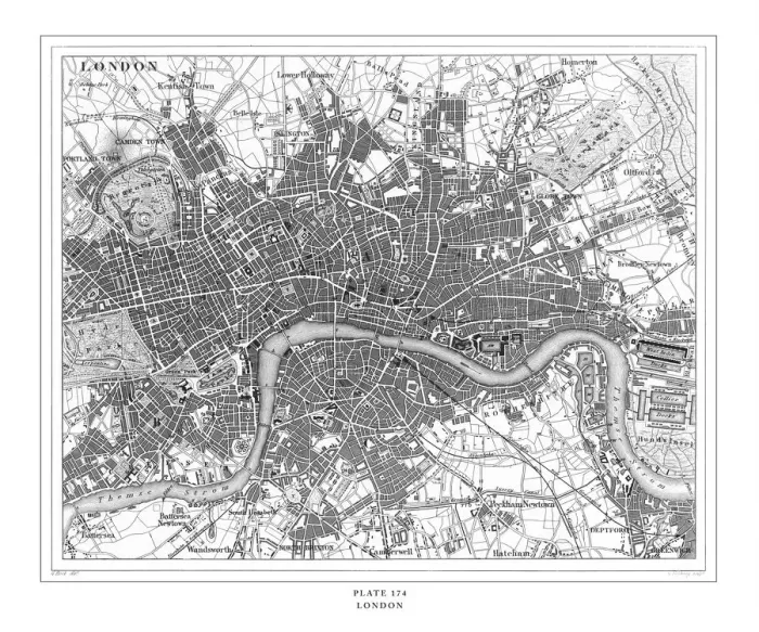 Framed Print : London Engraving Antique Illustration, Published 1851 Framed Print : London Engraving Antique Illustration, Published 1851