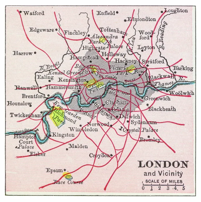 Framed Print : London Map 1899 Framed Print : London Map 1899
