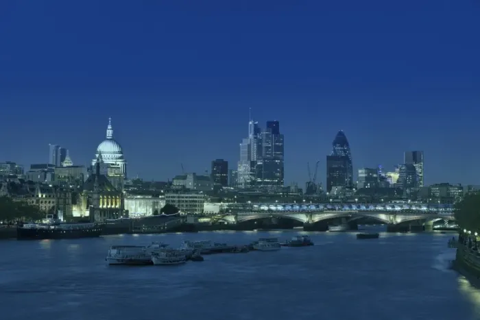 Framed Print : London skyline and river Thames at dusk, London, England, United Kingdom, Europe