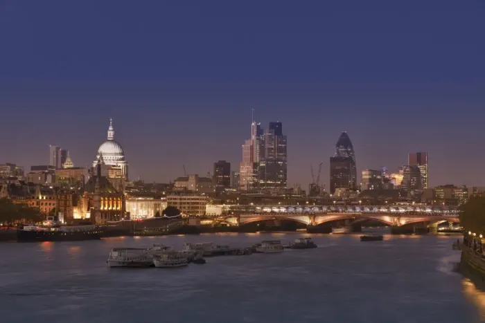 Framed Print : London skyline and river Thames at dusk, London, England, United Kingdom, Europe Framed Print : London skyline and river Thames at dusk, London, England, United Kingdom, Europe