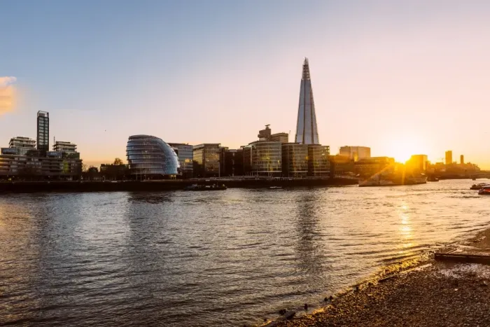 Framed Print : London skyline at sunset with Shard skyscraper and London City Hall, United Kingdom Framed Print : London skyline at sunset with Shard skyscraper and London City Hall, United Kingdom