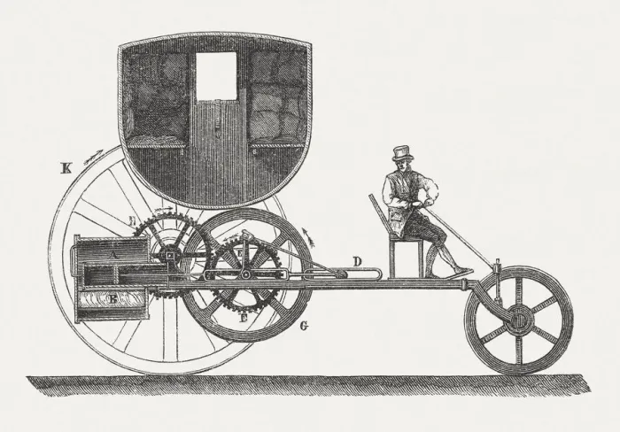 Framed Print : London Steam Carriage, 1801, by Richard Trevithic, published in 1877 Framed Print : London Steam Carriage, 1801, by Richard Trevithic, published in 1877