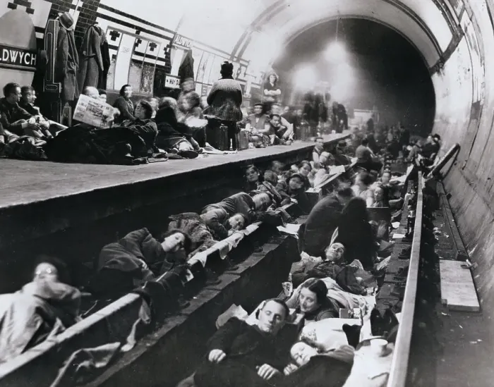 Framed Print : Londoners Sleeping in Tube Station Framed Print : Londoners Sleeping in Tube Station