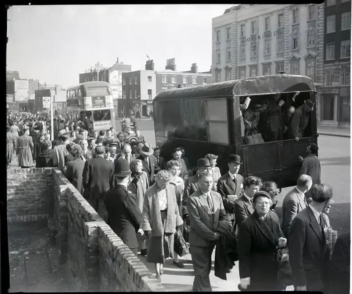 Framed Print : Londoners Walking In Road To, From Work Framed Print : Londoners Walking In Road To, From Work