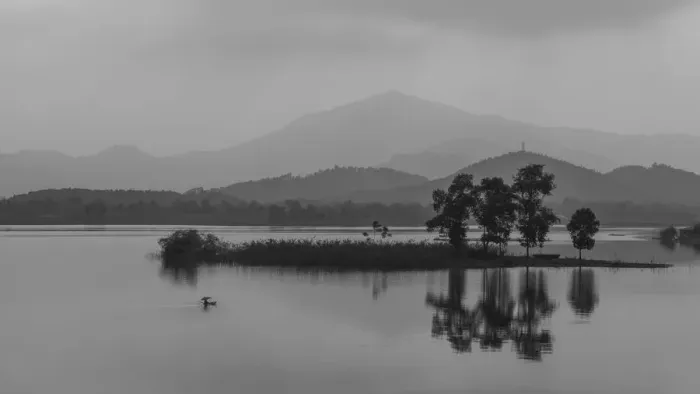 Framed Print : Lonely Boat in a Wide Lake Framed Print : Lonely Boat in a Wide Lake