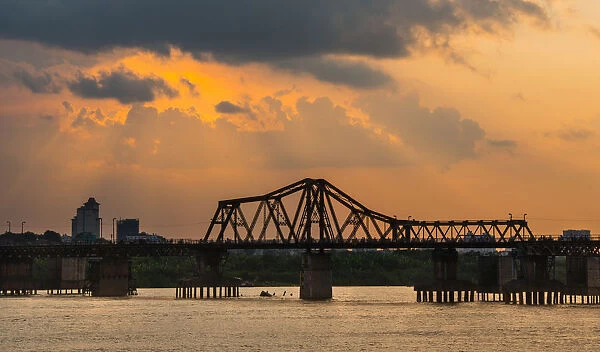 Long Bien bridge on Red river, Hanoi