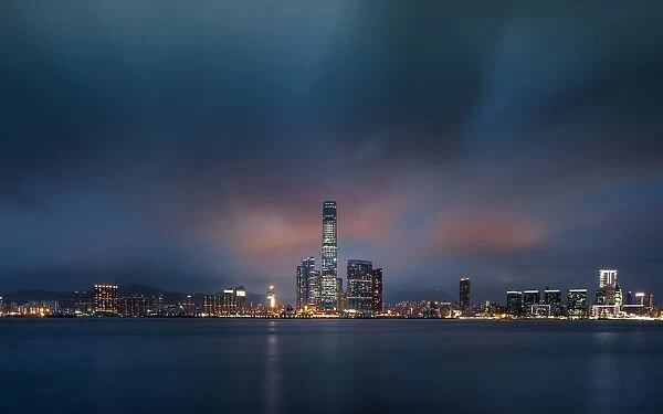 long exposure shot of Kowloon skyline