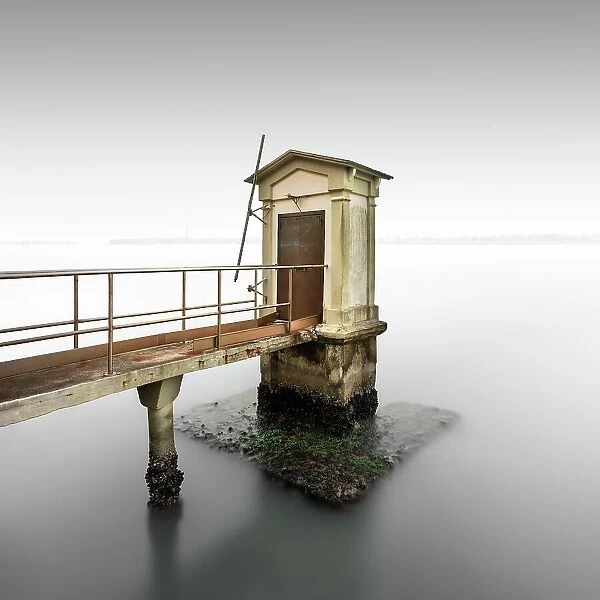 Long exposure of a water level gauge in the Venice Lagoon, Italy