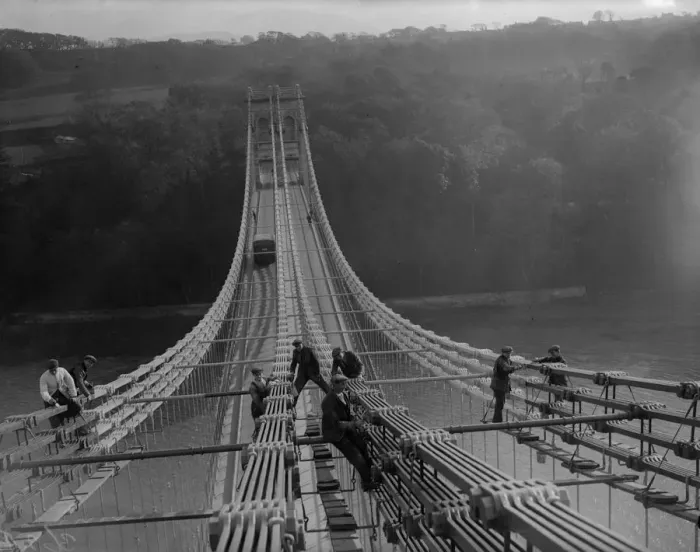 Framed Print : Long Job. Painting the bridge over the Menai straits, Anglesey, north Wales Framed Print : Long Job. Painting the bridge over the Menai straits, Anglesey, north Wales