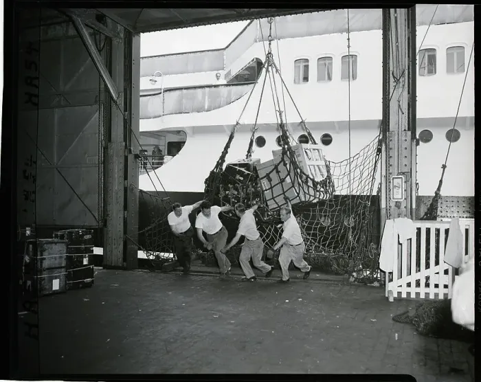 Framed Print : Long Shoremen Pulling Net; Working Framed Print : Long Shoremen Pulling Net; Working