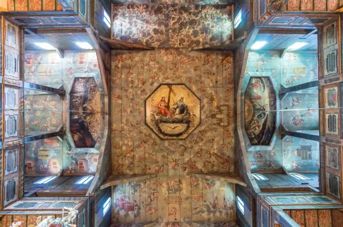 Framed Print : Look up in Church of Peace in Swidnica Framed Print : Look up in Church of Peace in Swidnica