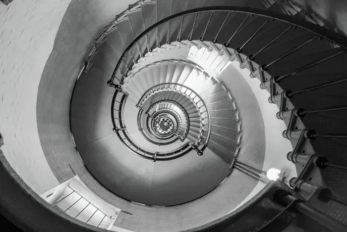 Framed Print : Looking Downward an Indoor Spiral Staircase Framed Print : Looking Downward an Indoor Spiral Staircase
