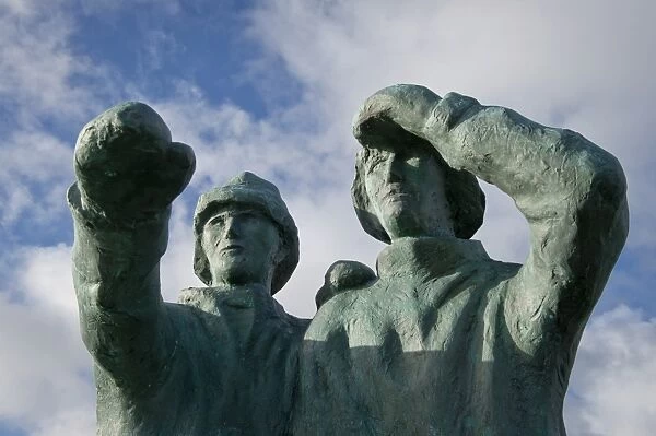Looking seawards, monument by Ingi Gislason for the 80th anniversary of the port of Reykjavik, Iceland