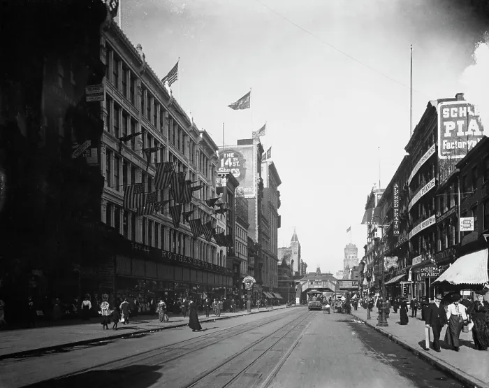 Framed Print : Looking West Along 14th Street To Sixth Avenue, NYC Framed Print : Looking West Along 14th Street To Sixth Avenue, NYC