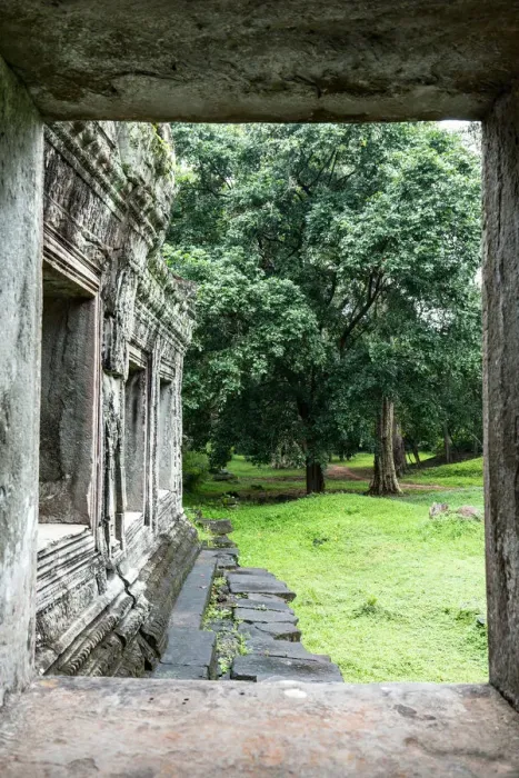 Framed Print : Looking through the window of Preah Khan in Angkor, Cambodia Framed Print : Looking through the window of Preah Khan in Angkor, Cambodia