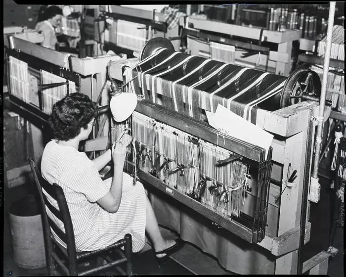 Framed Print : Loom Worker in Dan River Mills Framed Print : Loom Worker in Dan River Mills
