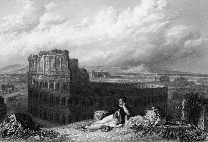 Framed Print : Lord Byron Overlooking Roman Coliseum Framed Print : Lord Byron Overlooking Roman Coliseum