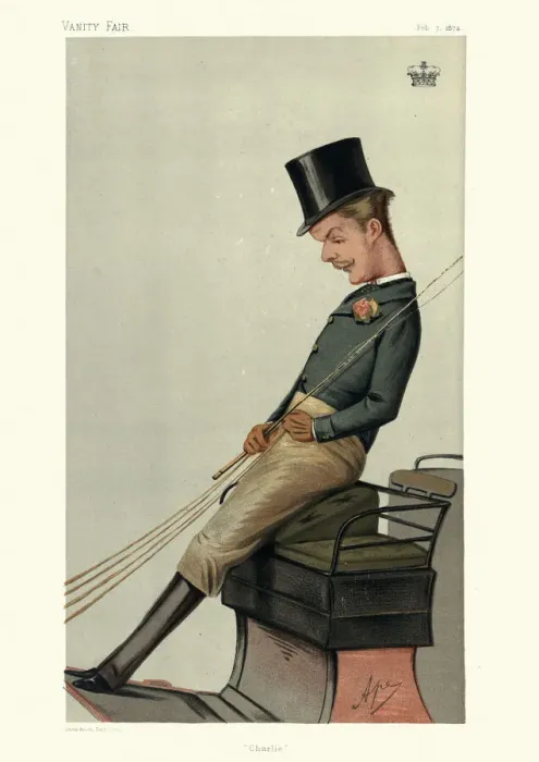 Framed Print : Lord Carrington driving a carriage, Vanity fair caricature Framed Print : Lord Carrington driving a carriage, Vanity fair caricature