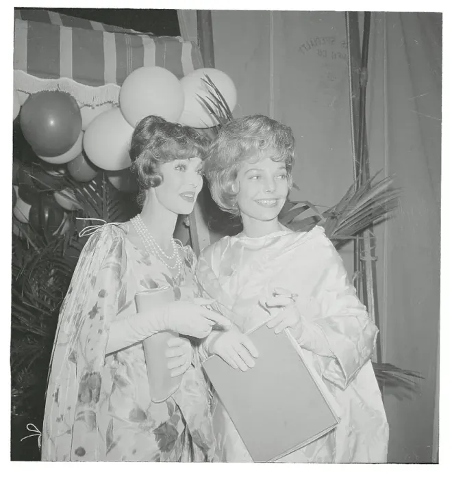 Framed Print : Loretta Young and Mrs. Joe Tinney Smiling Framed Print : Loretta Young and Mrs. Joe Tinney Smiling