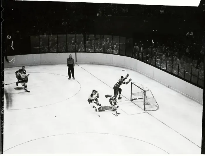 Framed Print : Lorne Worsley Blocking a Shot Framed Print : Lorne Worsley Blocking a Shot
