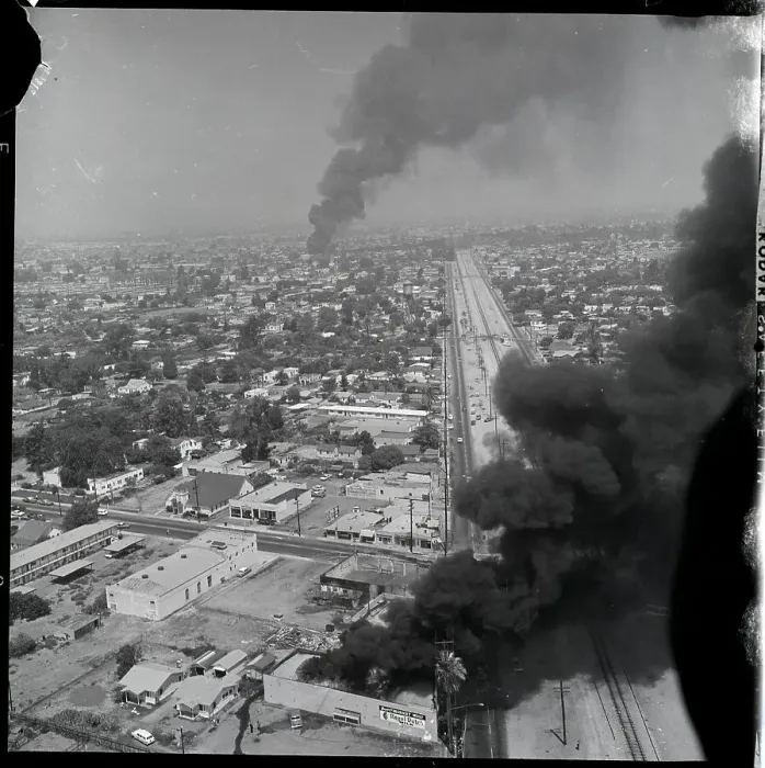 Framed Print : Los Angeles Riot From The Air Framed Print : Los Angeles Riot From The Air