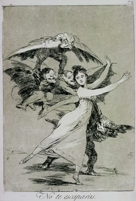 Framed Print : Los Caprichos No. 72: You Will Not Escape by Francisco Goya Framed Print : Los Caprichos No. 72: You Will Not Escape by Francisco Goya