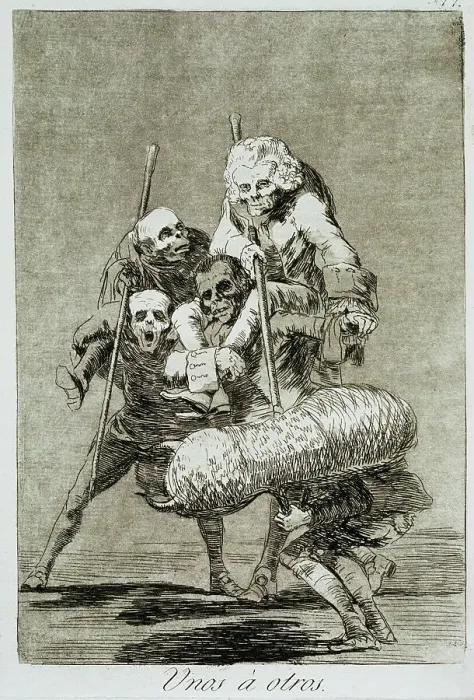 Framed Print : Los Caprichos No. 77: What One Does to Another by Francisco de Goya Framed Print : Los Caprichos No. 77: What One Does to Another by Francisco de Goya