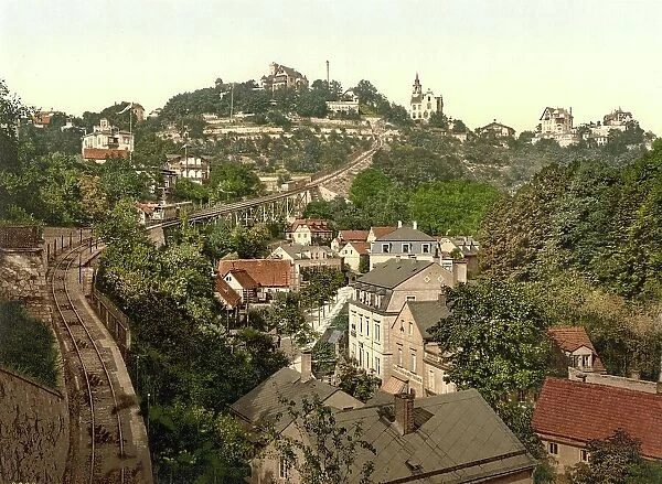 Loschwitz in Saxony, Germany, Historic, digitally restored reproduction of a photochrome print from the 1890s
