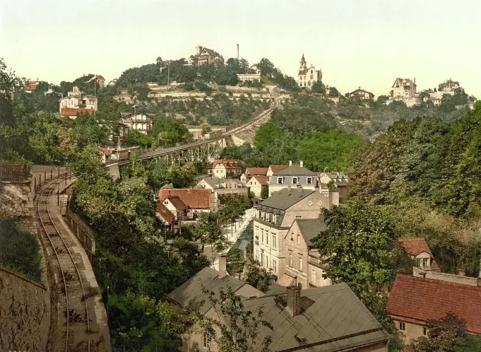 Framed Print : Loschwitz in Saxony, Germany, Historic, digitally restored reproduction of a photochrome print from the 1890s Framed Print : Loschwitz in Saxony, Germany, Historic, digitally restored reproduction of a photochrome print from the 1890s