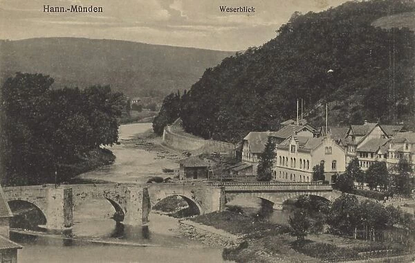 Lot at the Werra in Hannoversch Muenden, Hann. Muenden, Lower Saxony, Germany, postcard with text, view around ca 1910, historical, digital reproduction of a historical postcard, public domain, from that time, exact date unknown