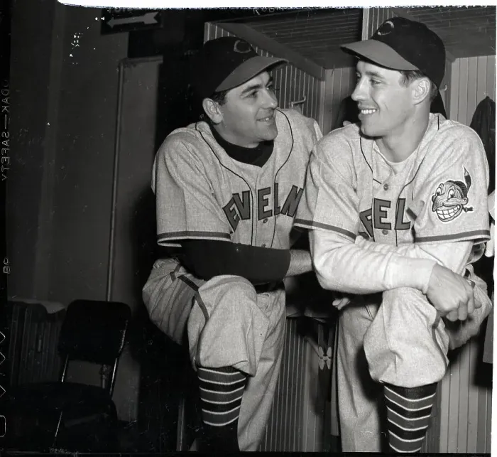 Framed Print : Lou Boudreau & Bob Feller Posing Framed Print : Lou Boudreau & Bob Feller Posing