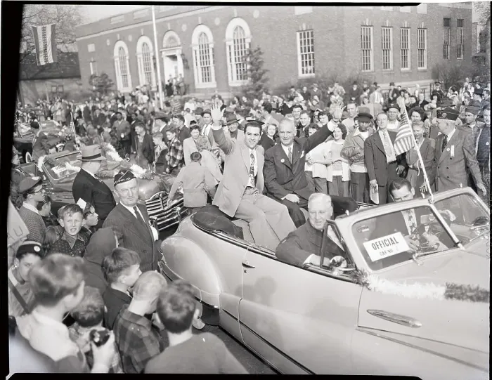 Framed Print : Lou Boudreau & Governor Parade In Auto Framed Print : Lou Boudreau & Governor Parade In Auto