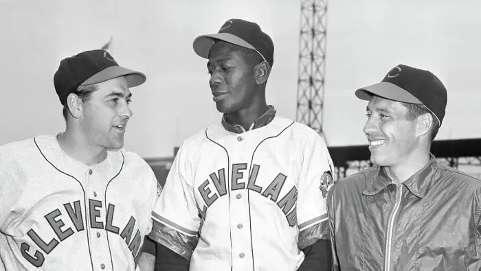 Framed Print : Lou Boudreau, Satchel Paige & Bob Feller