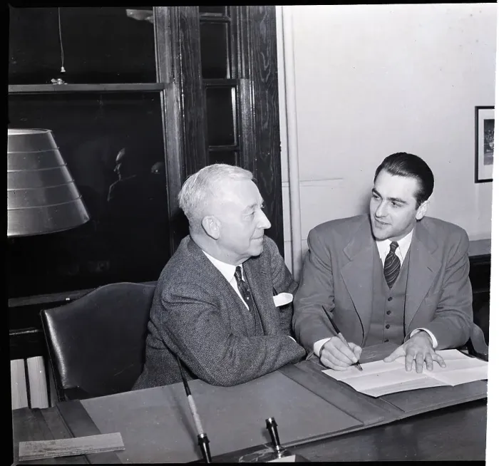 Framed Print : Lou Boudreau Signing Contract Framed Print : Lou Boudreau Signing Contract
