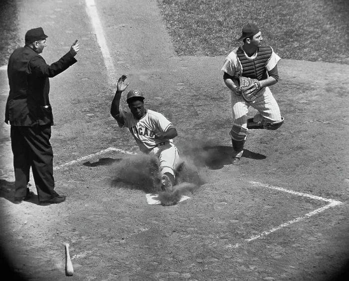 Framed Print : Lou Brock Sliding into Home Plate